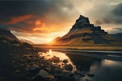 Iceland europe evening view sunset. Generate Ai Product Image 1