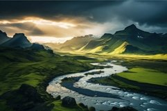 Iceland europe evening river view. Generate Ai Product Image 1