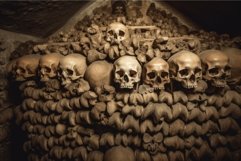 Underground tomb skeleton wall. Generate Ai Product Image 1