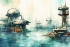 Subaquatic futuristic colony settlement. Generate ai Product Image 1