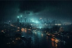 Urban night rain city. Generate Ai Product Image 1