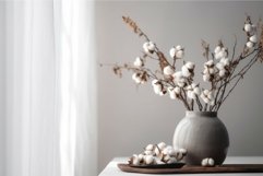 Vase cotton branches soft. Generate Ai Product Image 1