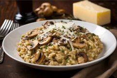 Vegetarian mushroom risotto. Generate Ai Product Image 1