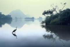 Vietnam lake heron nature scenic wild. Generate Ai Product Image 1