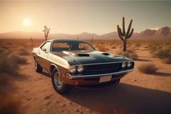 Vintage car sunset. Generate Ai Product Image 1