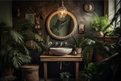 Vintage tropical interior mirror. Generate Ai Product Image 1