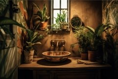 Vintage tropical interior basin. Generate Ai Product Image 1