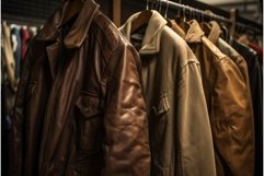 Vintage brown jackets rack. Generate ai Product Image 1