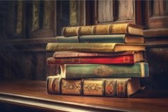 Old books stack vintage. Generate Ai Product Image 1