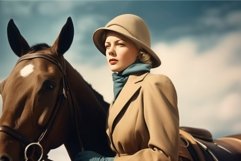 Pretty horsewoman with horse. Generate AI Product Image 1