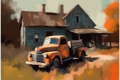 Vintage truck house farm. Generate Ai Product Image 1