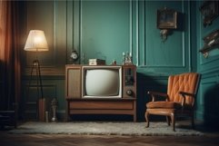 Vintage tv retro room. Generate Ai Product Image 1