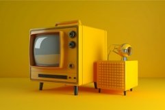 Vintage yellow tv set frame. Generate Ai Product Image 1