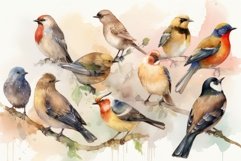 Watercolor birds. Generate Ai Product Image 1