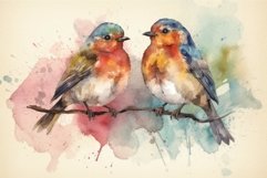 Watercolor birds card. Generate Ai Product Image 1