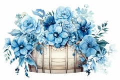Watercolor blue floral. Generate Ai Product Image 1