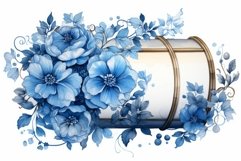 Watercolor blue floral barrel style. Generate Ai Product Image 1