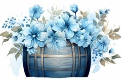 Watercolor blue floral barrel natural. Generate Ai Product Image 1