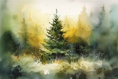 Watercolor christmas tree. Generate Ai Product Image 1
