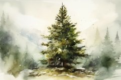 Watercolor christmas fir tree. Generate Ai Product Image 1