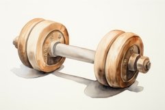 Watercolor dumbbells equipment. Generate Ai Product Image 1