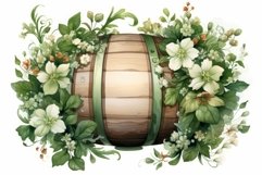 Watercolor green floral barrel. Generate Ai Product Image 1