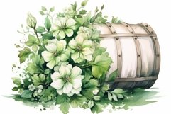 Watercolor green floral barrel summer. Generate Ai Product Image 1