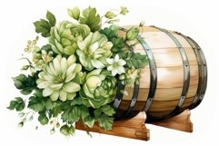 Watercolor green floral style barrel. Generate Ai Product Image 1