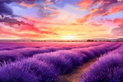 Watercolor lavender field. Generate Ai Product Image 1