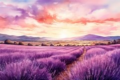Watercolor lavender field. Generate Ai Product Image 1