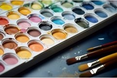 Watercolor paints drawing palette. Generate Ai Product Image 1