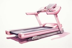 Watercolor pink treadmill. Generate Ai Product Image 1