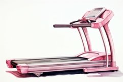 Watercolor pink treadmill equipment. Generate Ai Product Image 1