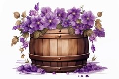 Purple flower vintage barrel decoration. Generate Ai Product Image 1