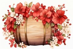 Watercolor red floral barrel. Generate Ai Product Image 1