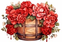 Watercolor red floral barrel style. Generate Ai Product Image 1