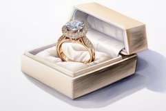 Watercolor wedding ring in box. Generate Ai Product Image 1