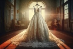 Wedding dress vintage in sunny light. Generate Ai Product Image 1