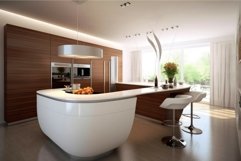 Brown modern kitchen wooden. Generate Ai Product Image 1