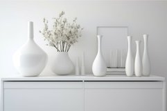 White dresser with ornamental vases. Generate ai Product Image 1