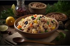 Wholesome brown rice food bowl. Generate Ai Product Image 1