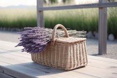 Wicker bag lavender basket. Generate Ai Product Image 1