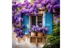 Cheery Window with blue shutters. Generate AI Product Image 1