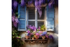 Vibrant Window with blue shutters. Generate AI Product Image 1