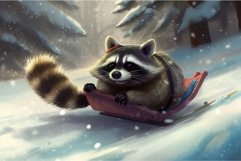 Adorable raccoon sliding. Generate ai Product Image 1