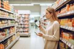 Woman in shop choosing products. Generate ai Product Image 1