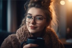 Woman coffee cup modern. Generate Ai Product Image 1
