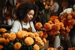 Woman flowers shop pots. Generate Ai Product Image 1