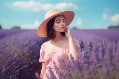 Woman lavender field photo summer. Generate Ai Product Image 1