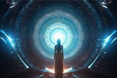 Woman on magic circle space. Generate Ai Product Image 1